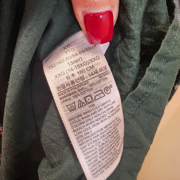 GAP Kids Girls  Green Floral Long Sleeves Corduroy Dress size XXL (14-16) - Picture 10 of 13